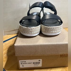 Steve Madden Catia Black Leather Wedges